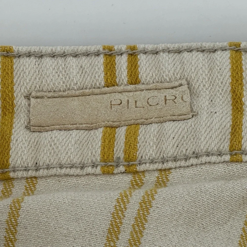 Pilcro Anthropologie Cream Yellow Striped Denim Shorts Size 30 - Picture 5 of 14